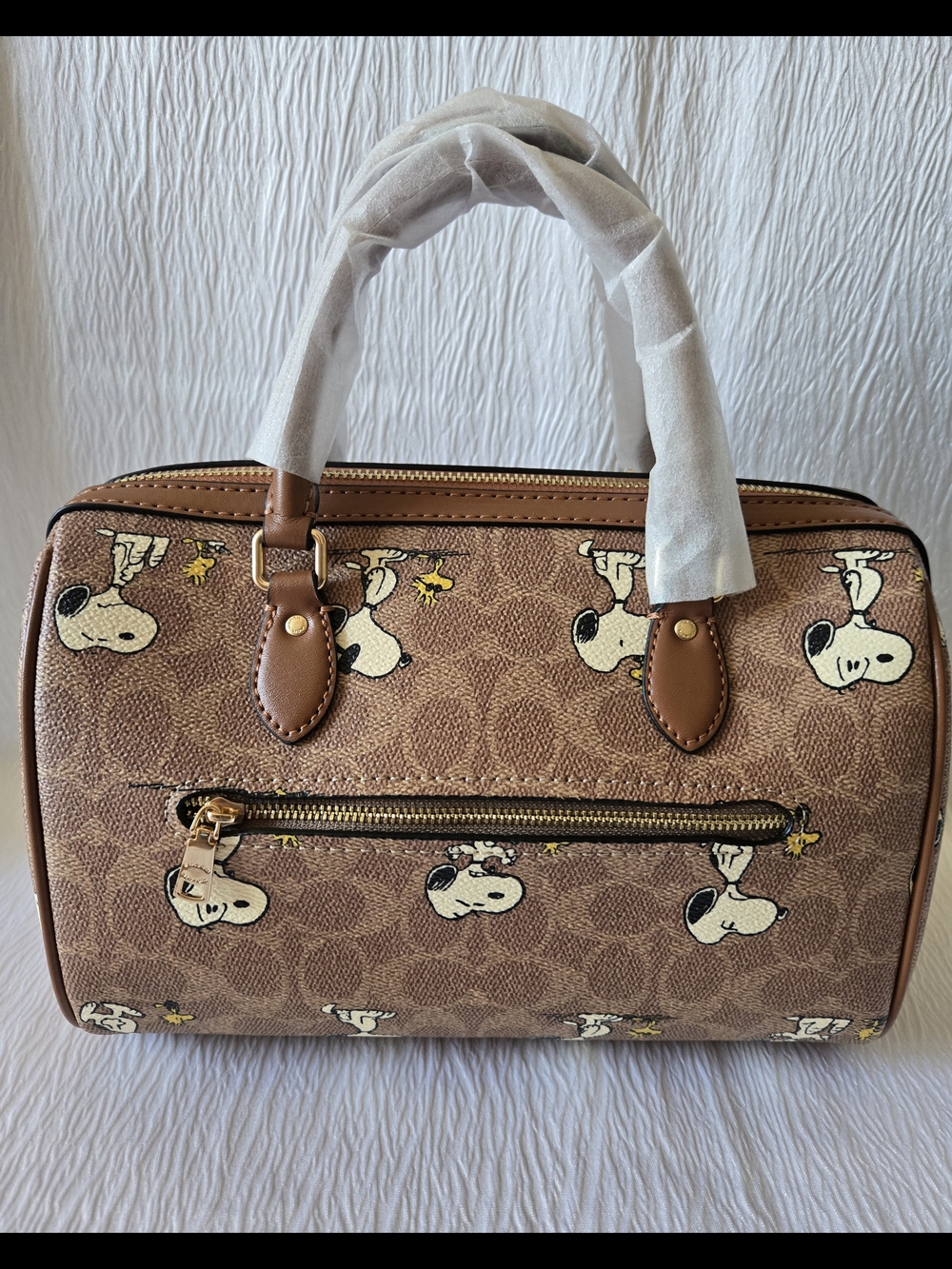 Coach Rowan Satchel Tote Bag Signature Canvas Snoopy - Picture 2 of 4